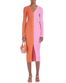 Staud Shoko Ribbed Colorblock Sweater Dress at Neiman Marcus